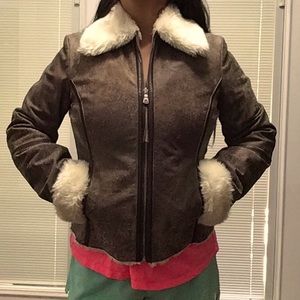 Express leather moto bomber jacket